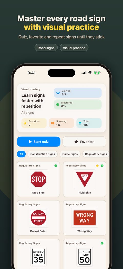 Traffic-sign drills with meaning and what to do