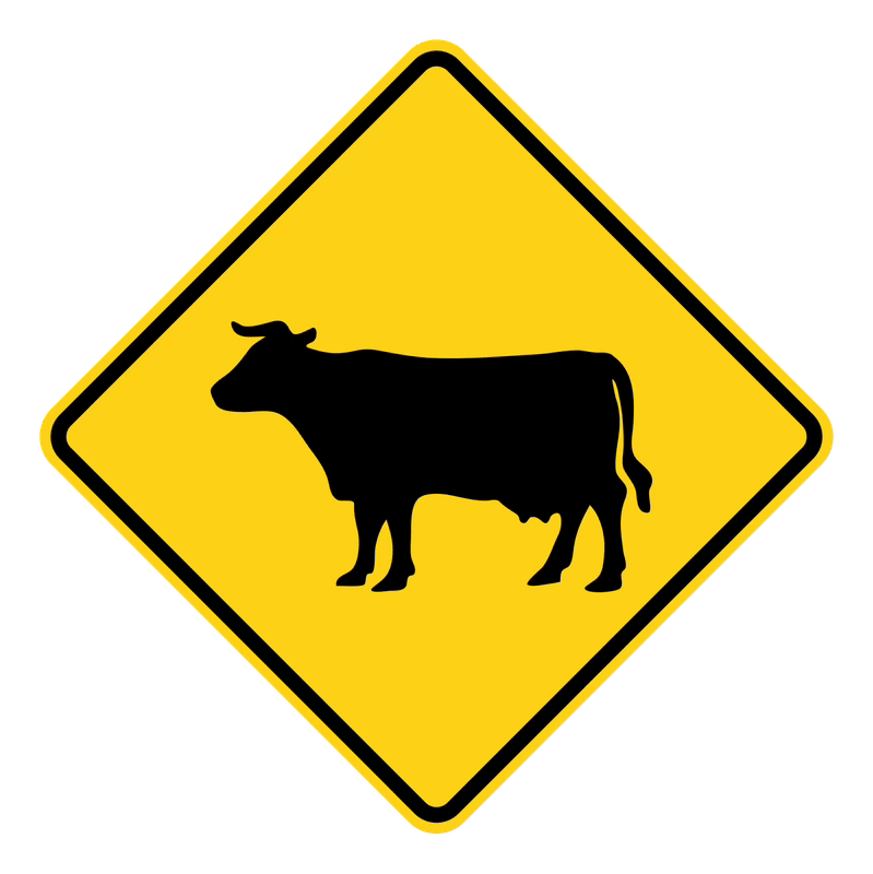 Cattle Crossing Sign road sign — Livestock crossing area