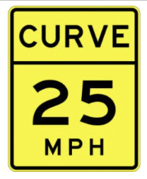 Curve 25 MPH