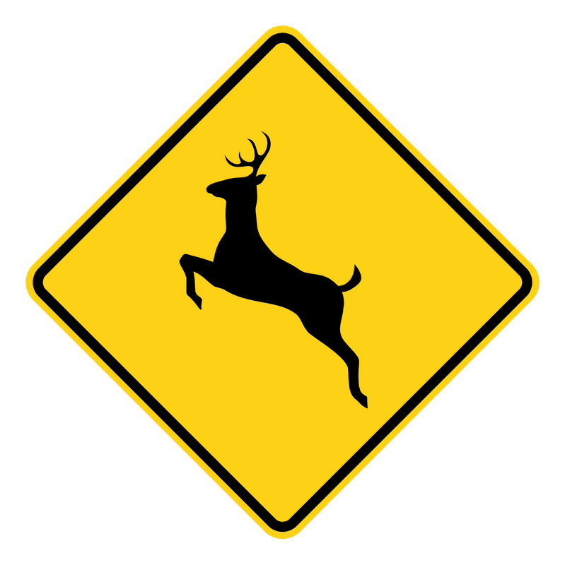 Deer Crossing Sign road sign — Deer crossing area warning