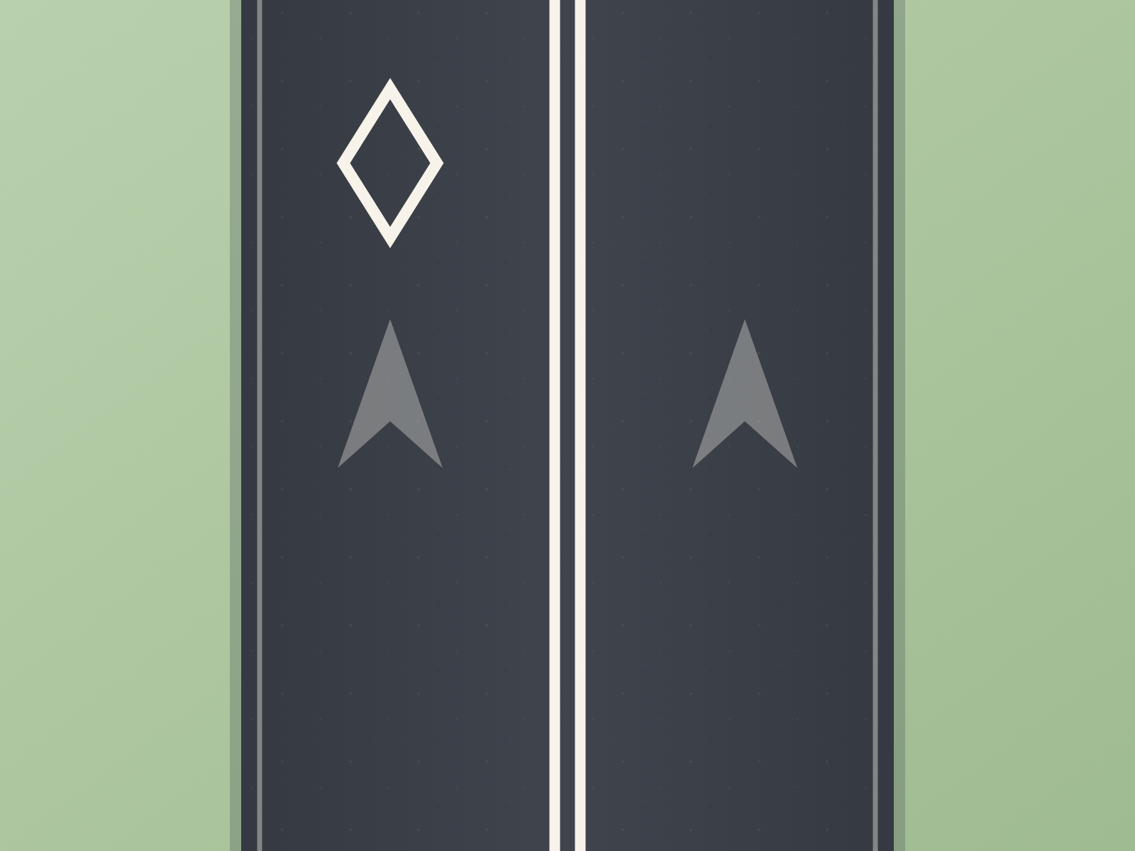What does a double set of solid white lines between a highway's regular lanes and an HOV/carpool lane typically mean?