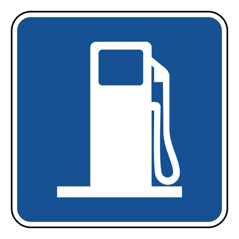Gas / Fuel Sign road sign — Blue square with a white fuel-pump symbol