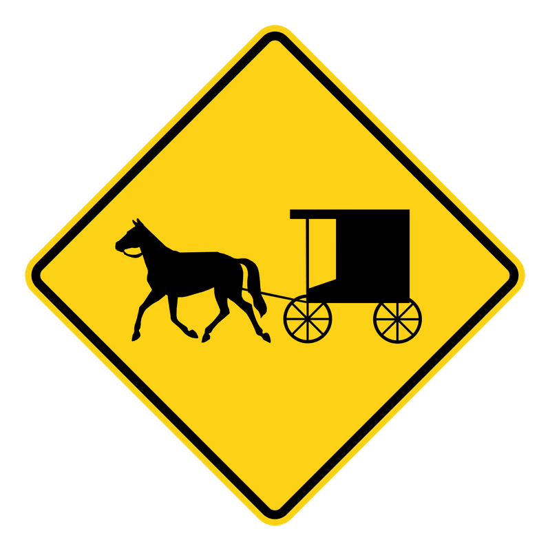 Horse & Buggy Crossing Sign road sign — Horse-drawn vehicle crossing or sharing road