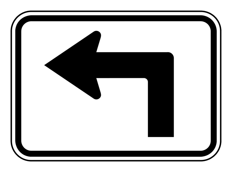 Left Turn Arrow Sign road sign — Directional arrow for left turn