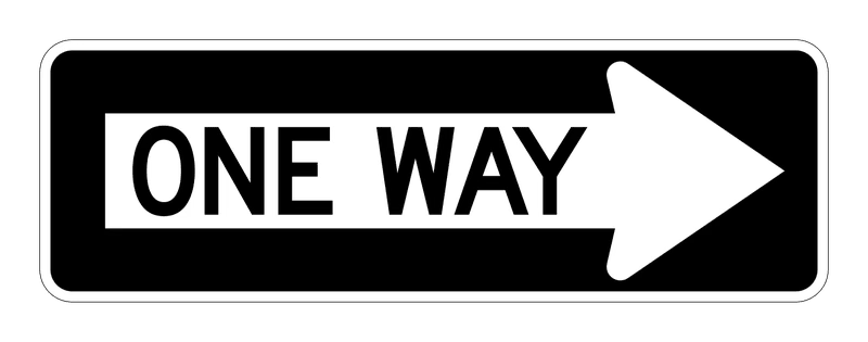 One Way (Right) Sign road sign — White rectangular sign with ONE WAY text and right arrow