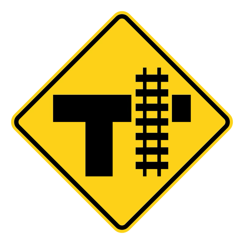 Railroad Side Road Sign road sign — Railroad tracks parallel to side road