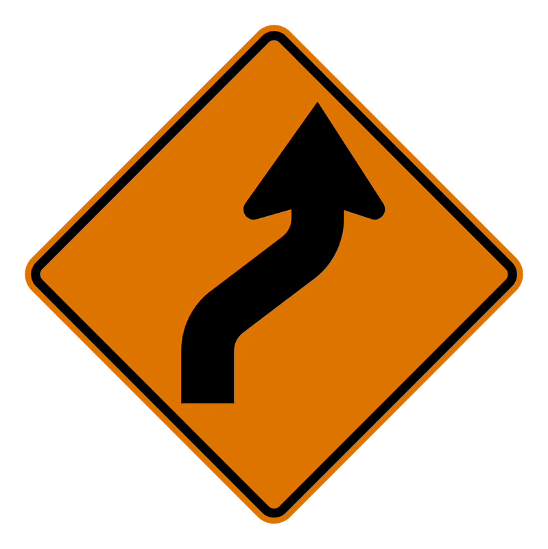 Reverse Curve (Construction) Sign road sign — S-curve in construction zone