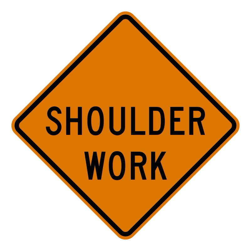 Shoulder Work Sign road sign — Work being done on road shoulder