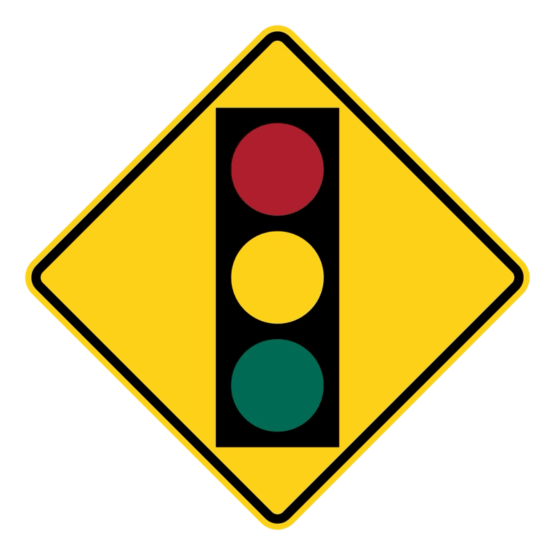 Traffic Signal Ahead Sign road sign — Yellow diamond with a traffic signal symbol