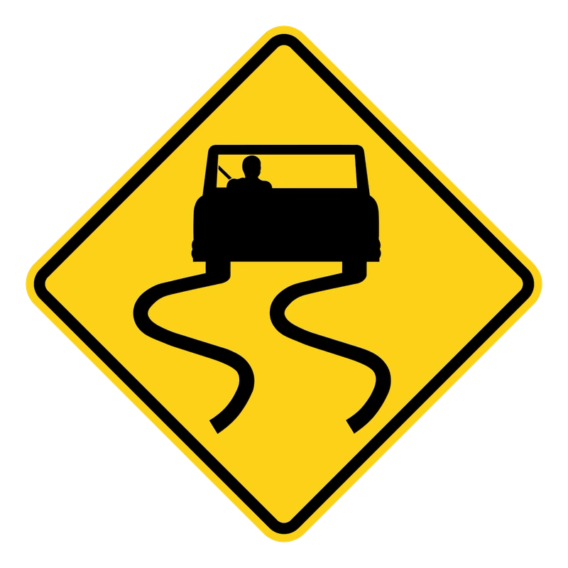 This sign showing a skidding car warns that: