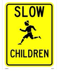Slow - Children Sign road sign — Slow down for children warning