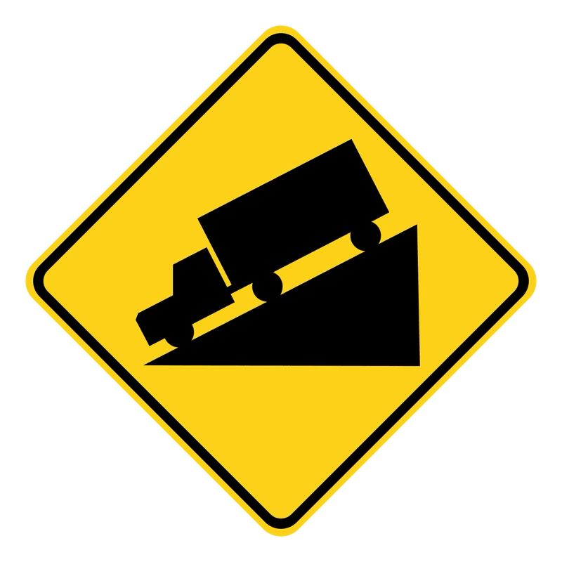 Steep Grade 8% Sign road sign — Steep downhill grade warning