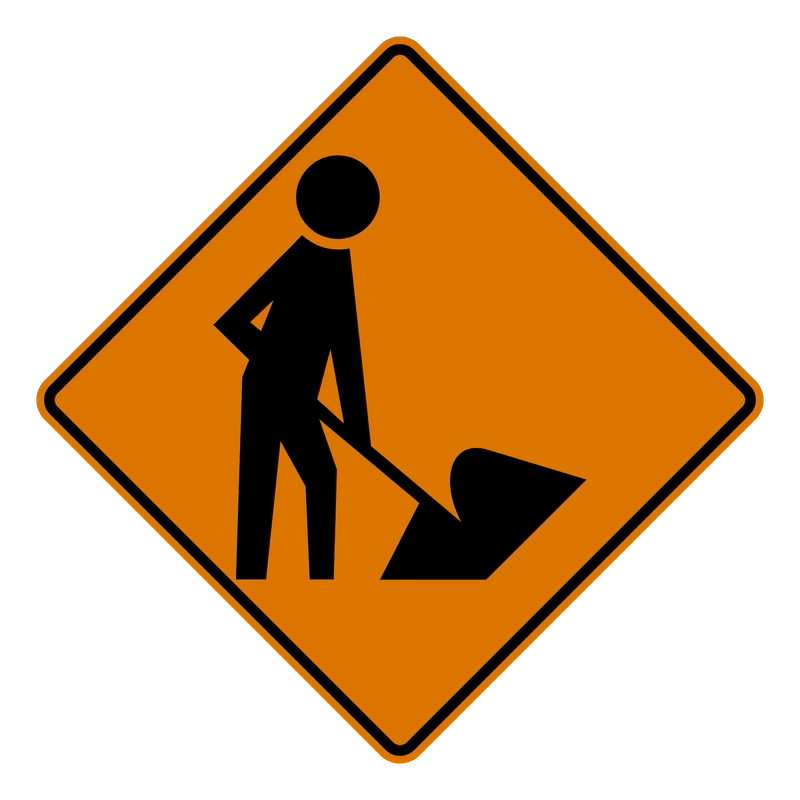 Workers Ahead Sign road sign — Road workers present ahead